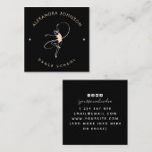 Ballerina Dance School Studio Zwart-wit Vierkante Visitekaartje (Voorkant / Achterkant)