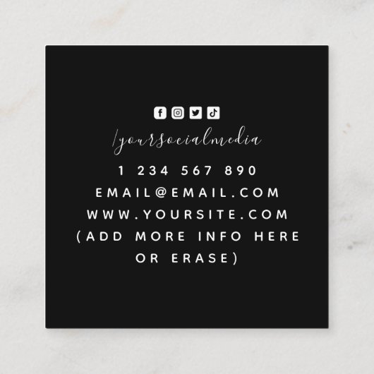 Ballerina Dance School Studio Zwart-wit Vierkante Visitekaartje (Achterkant)