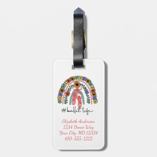 Ballerina Dance Studio Ballet Instructor Dancer Bagagelabel (Achterkant verticaal)