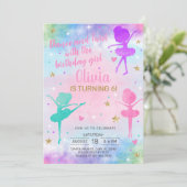 Ballerina Dance Twirl meisje verjaardag uitnodigin Kaart (Staand voorkant)
