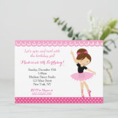 Ballerina Dance verjaardagsfeestje uitnodiging (Staand voorkant)