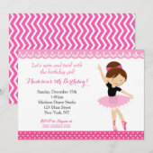 Ballerina Dance verjaardagsfeestje uitnodiging (Voorkant / Achterkant)