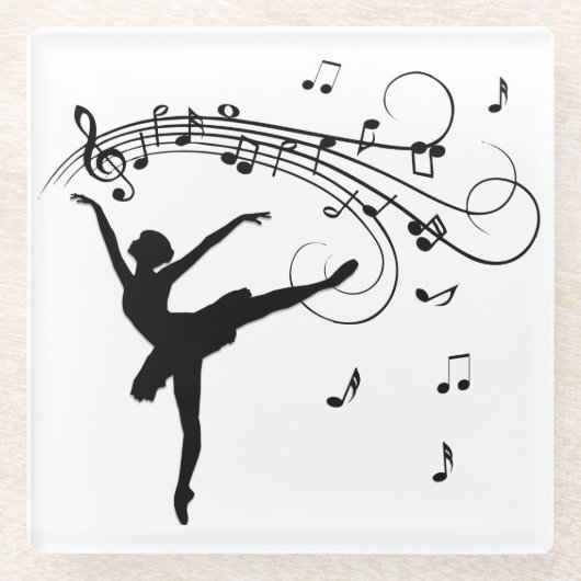 Ballerina Dance with Me Music Note Glazen Onderzetter (Voorkant)