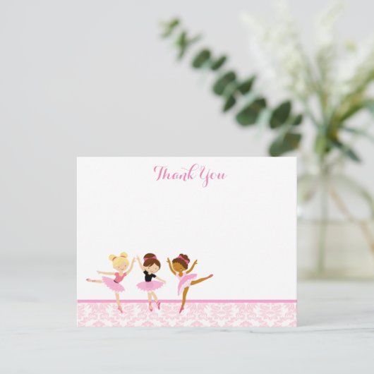 Ballerina Dancer Birthday Dank u wel Bedankkaart (Staand voorkant)