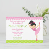 Ballerina Dancer Birthday Party - Uitnodiging (Staand voorkant)