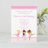 Ballerina Dancer Birthday-uitnodigingen Kaart (Staand voorkant)