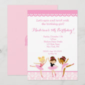 Ballerina Dancer Birthday-uitnodigingen Kaart (Voorkant / Achterkant)