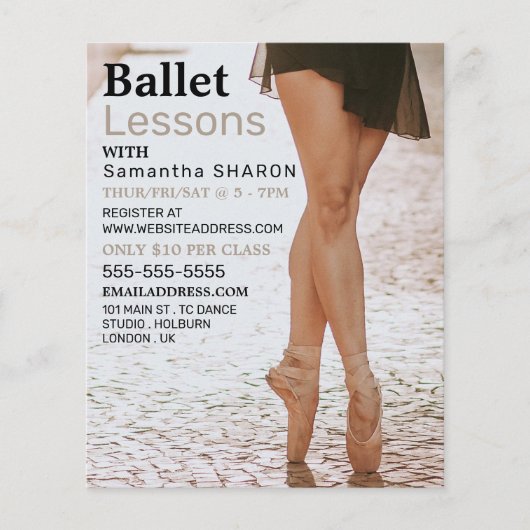 Ballerina Dancer, Dance Lesson Adverteren Flyer (Voorkant)
