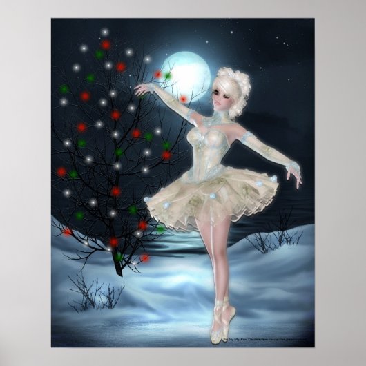 Ballerina Dancer Girl: kerstfantastisch Poster (Voorkant)