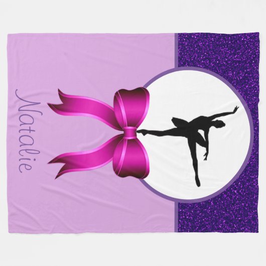 Ballerina Dancer Glitter en Bow Fleece Blanket (Voorkant (Horizontaal))