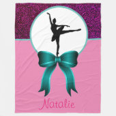 Ballerina Dancer Glitter en Bow Fleece Blanket (Voorkant)