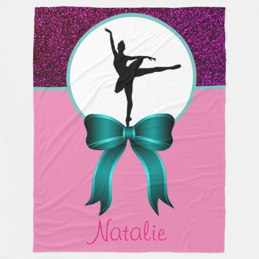 Ballerina Dancer Glitter en Bow Fleece Blanket (Voorkant)