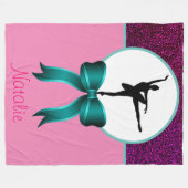 Ballerina Dancer Glitter en Bow Fleece Blanket (Voorkant (Horizontaal))