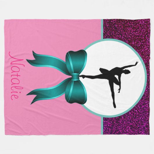 Ballerina Dancer Glitter en Bow Fleece Blanket (Voorkant (Horizontaal))