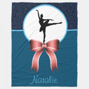 Ballerina Dancer Glitter en Bow Fleece Blanket