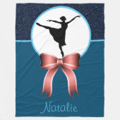 Ballerina Dancer Glitter en Bow Fleece Blanket (Voorkant)
