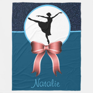 Ballerina Dancer Glitter en Bow Fleece Blanket