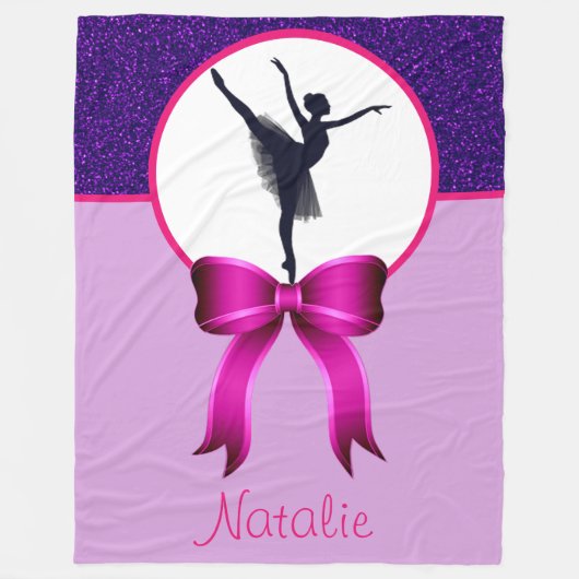 Ballerina Dancer Glitter en Bow Fleece Blanket Deken (Voorkant)