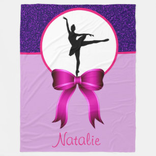 Ballerina Dancer Glitter en Bow Fleece Blanket Deken
