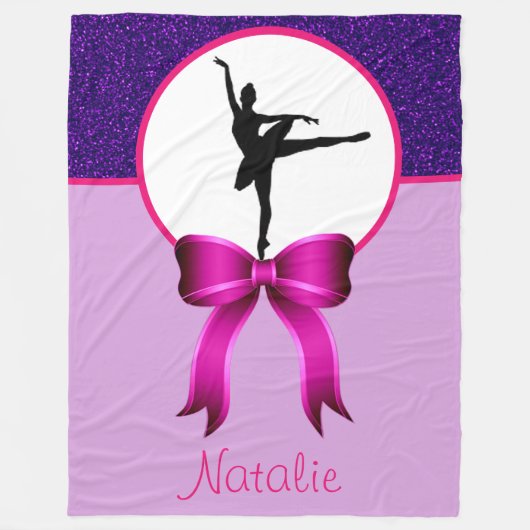 Ballerina Dancer Glitter en Bow Fleece Blanket Deken (Voorkant)