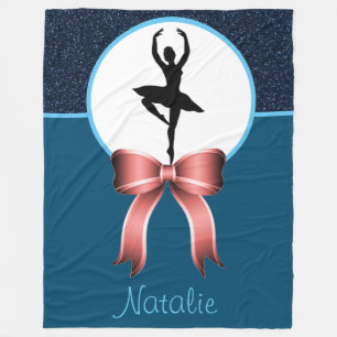 Ballerina Dancer Glitter en Bow Fleece Blanket Deken