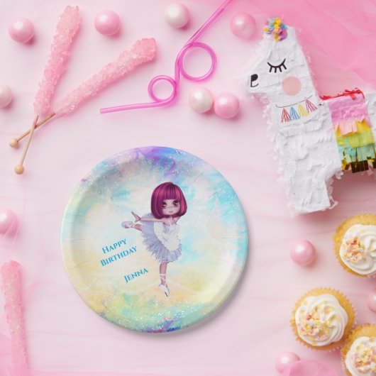 Ballerina Dancer "Happy Birthday" Borden Papieren Bordje (Feest)