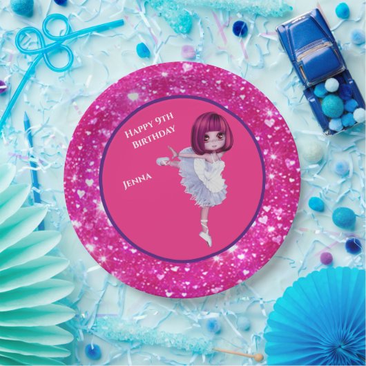 Ballerina Dancer "Happy Birthday" Borden Papieren Bordje (Feest)