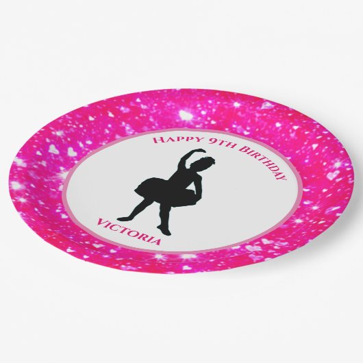 Ballerina Dancer "Happy Birthday" Borden Papieren Bordje (Gekanteld)