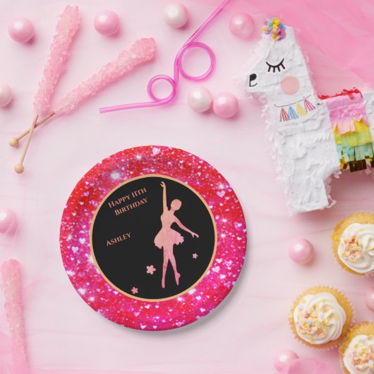 Ballerina Dancer "Happy Birthday" Borden Papieren Bordje (Feest)