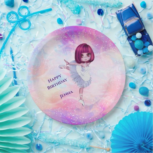 Ballerina Dancer "Happy Birthday" Borden Papieren Bordje (Feest)