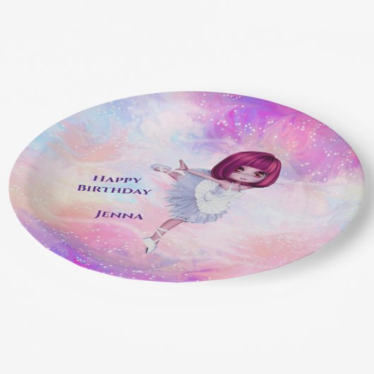 Ballerina Dancer "Happy Birthday" Borden Papieren Bordje (Gekanteld)