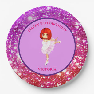 Ballerina Dancer "Happy Birthday" Papieren Borden Bordje