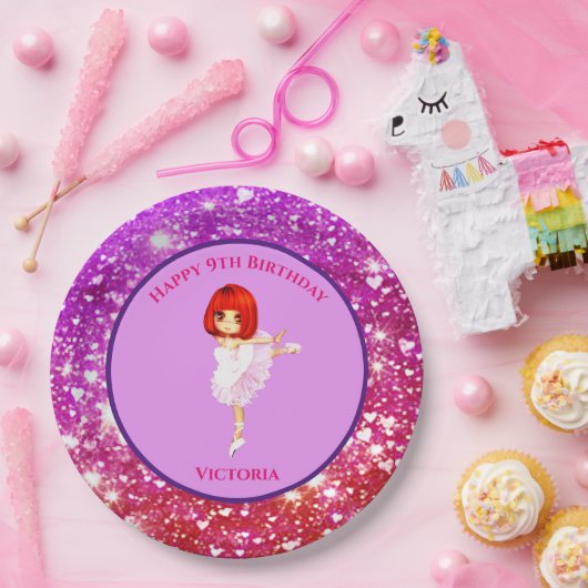 Ballerina Dancer "Happy Birthday" Papieren Borden Papieren Bordje (Feest)