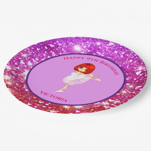 Ballerina Dancer "Happy Birthday" Papieren Borden Papieren Bordje (Gekanteld)