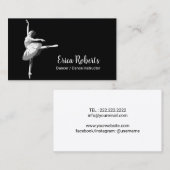 Ballerina Dancer Instructor Elegant Black Visitekaartje (Voorkant / Achterkant)