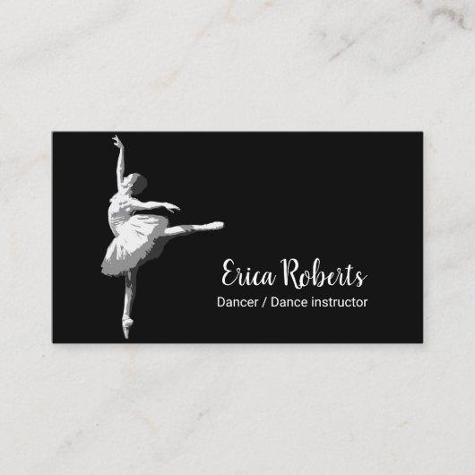 Ballerina Dancer Instructor Elegant Black Visitekaartje (Voorkant)