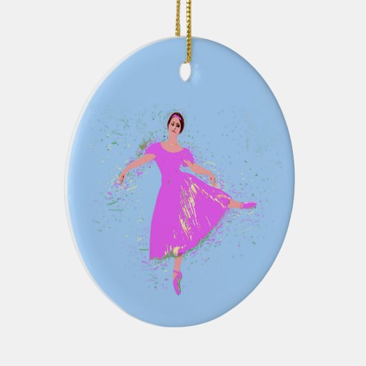 Ballerina Dancer Magenta Roze Jurk Keramisch Ornament (Rechts)