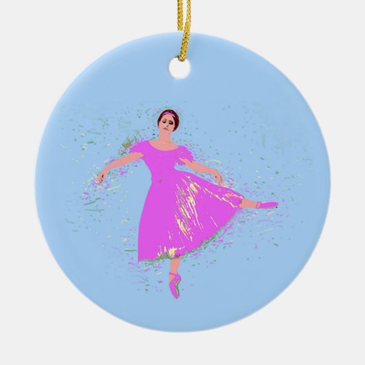 Ballerina Dancer Magenta Roze Jurk Keramisch Ornament (Voorkant)