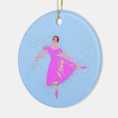 Ballerina Dancer Magenta Roze Jurk Keramisch Ornament (Links)