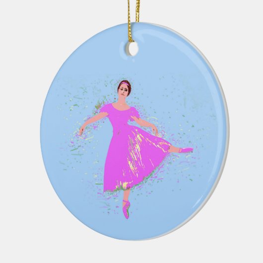 Ballerina Dancer Magenta Roze Jurk Keramisch Ornament (Links)