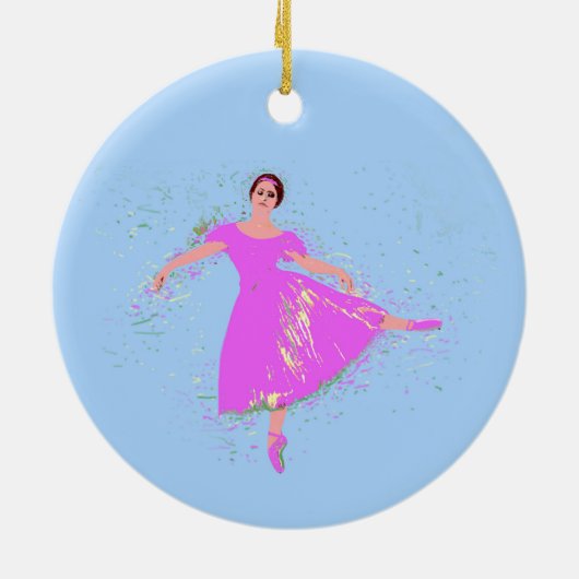 Ballerina Dancer Magenta Roze Jurk Keramisch Ornament (Achterkant)