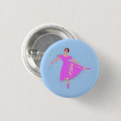 Ballerina Dancer Magenta Roze Jurk Ronde Button 3,2 Cm (Voorkant /achterkant)