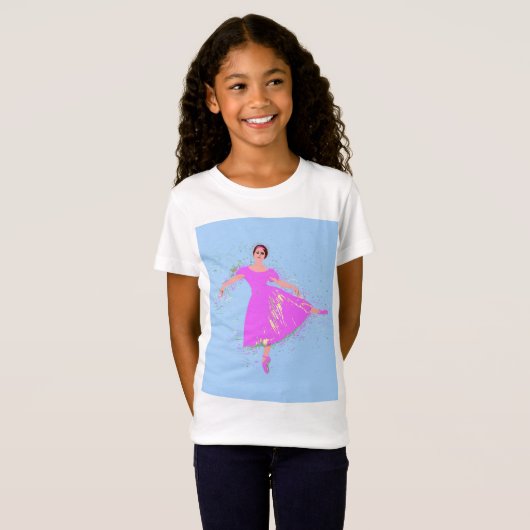 Ballerina Dancer Magenta Roze Jurk T-shirt (Voorkant volledig)