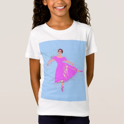Ballerina Dancer Magenta Roze Jurk T-shirt (Voorkant)