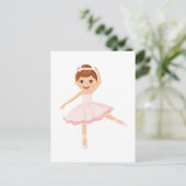 Ballerina Dancer met bruin haar Briefkaart (Staand voorkant)