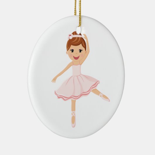 Ballerina Dancer met bruin haar Keramisch Ornament (Rechts)