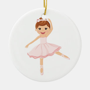 Ballerina Dancer met bruin haar Keramisch Ornament