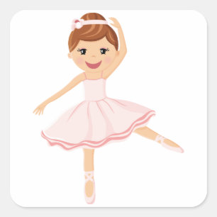 Ballerina Dancer met bruin haar Vierkante Sticker