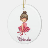 Ballerina Dancer met Roze Leotard Kinder Kerst Keramisch Ornament (Links)