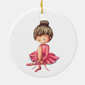 Ballerina Dancer met Roze Leotard Kinder Kerst Keramisch Ornament (Achterkant)